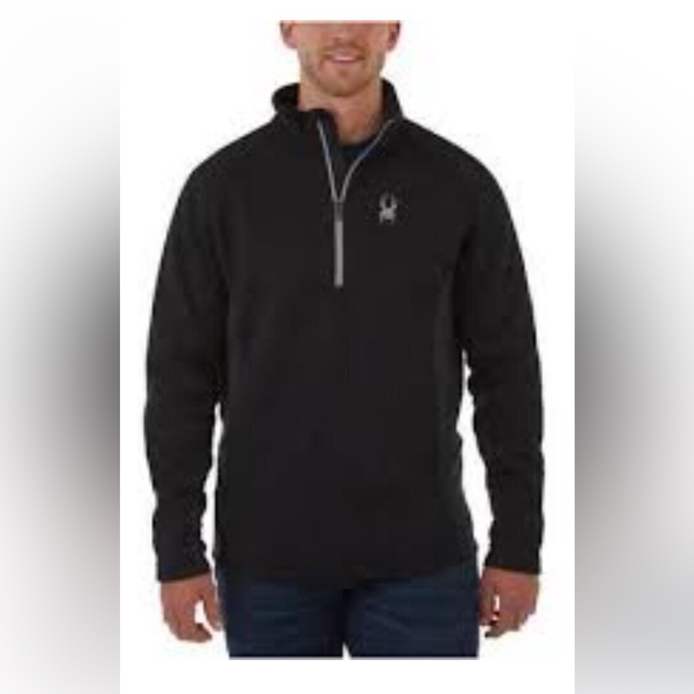 Spyder Mens M Waffle Knit‎ Black Ski Snowboard Winter Pullover Casual